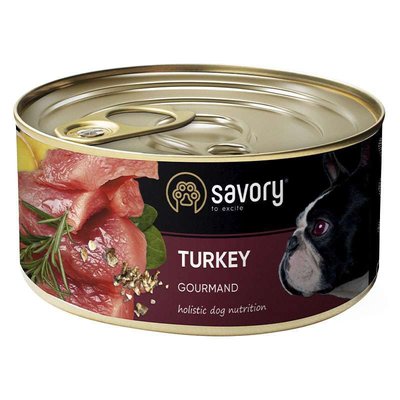 Savory Dog Gourmand Turkey - Влажный корм с мясом индейки для взрослых собак гурманов всех пород 30501 фото