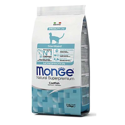 Monge Monoprotein Sterilised Cat Codfish – Сухой монопротеиновый корм с треской для стерилизованных котов и кошек 70005531 фото