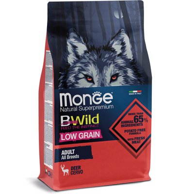Monge BWild Low Grain Wild Deer Adult All Breeds - Низкозерновой сухой корм из мяса оленя для взрослых собак всех пород 70011983 фото