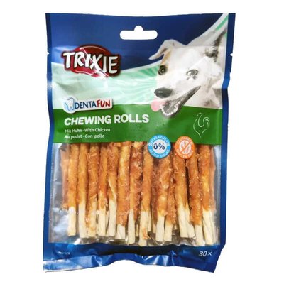Trixie Denta Fun Chicken Chewing Rolls - Лакомство палочки для чистки зубов с курятиной для собак 31326 фото