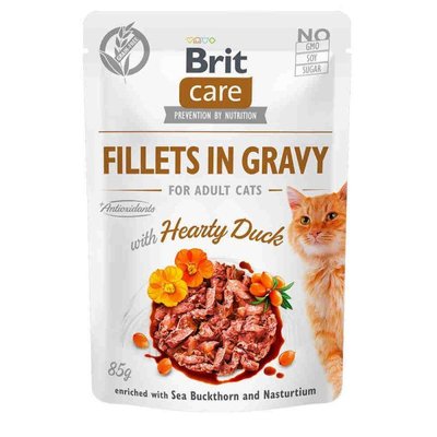 Brit Care Cat Fillets in Gravy Hearty Duck - Влажный корм "Филе в соусе" с уткой для котов 100529/0518 фото
