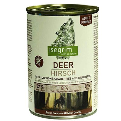 Isegrim Deer with Sunchoke Cowberries & Wild Herbs - Консервований корм з олениною, чорницею, грибами і травами для собак 95707 фото