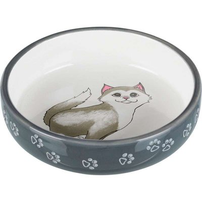 Trixie Ceramic Bowl - Миска керамическая для кошек с рисунком в сером цвете 24784 фото