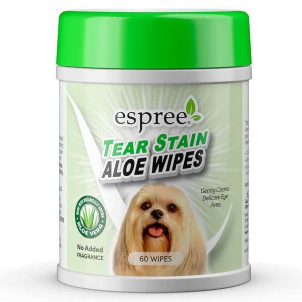 Espree AloeTear Stain Wipes - Влажные салфетки с рН-балансом, алоэ вера и ромашкой для ухода за глазами собак e01278 фото