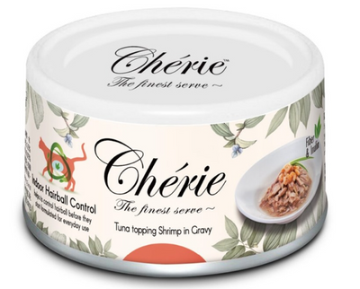 Cherie Hairball Control Tuna Shrimp in Gravy - Влажный корм микс тунца с креветками в соусе для взрослых котов CHT15005 фото