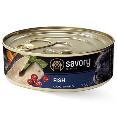 Savory Cat Gourmand Fish - Влажный корм с рыбой для длинношерстных котов гурманов 30631 фото