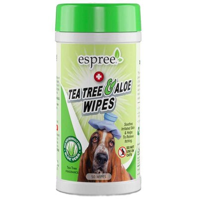 Espree Tea Tree and Aloe Healing Wipes - Влажные салфетки с ароматом чайного дерева для собак с проблемной кожей e01423 фото