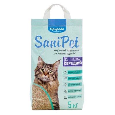 ТМ "Природа" Sani Pet Средний - Бентонитовый наполнитель для кошачьих туалетов со средним размером гранул PR240781 средний NEW фото