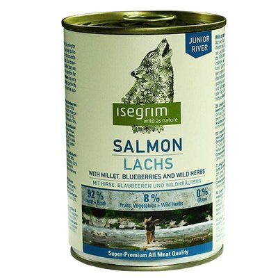 Isegrim Junior Salmon with Millet Blueberries&Wild Herbs - Консервованный корм с лососем, просом, черникой и дикорастущими травами для щенков 95700 фото
