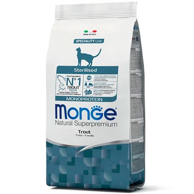 Monge Cat Mono Protein Sterilised - Сухой корм с форелью для стерилизованных кошек 70005494 фото