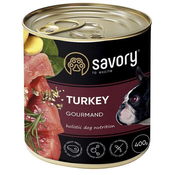 Savory Dog Gourmand Turkey - Вологий корм з м'ясом індички для дорослих собак гурманів всіх порід 30518 фото