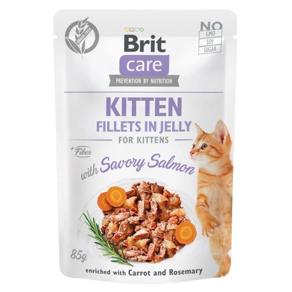 Brit Care KITTEN Fillets in Jelly Savory Salmon - Вологий корм з лососем для кошенят 100537/0594 фото