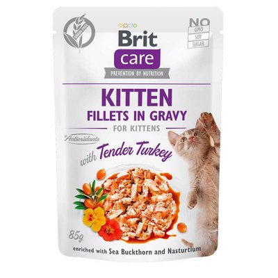 Brit Care Fillets in Gravy KITTEN Tender Turkey - Вологий корм "Філе в соусі" з ніжною індичкою для кошенят 100531/0532 фото