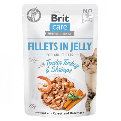 Brit Care Fillets in Jelly Тender Turkey & Shrimps - Вологий корм з індичкою і креветками для котів 100535/0570 фото