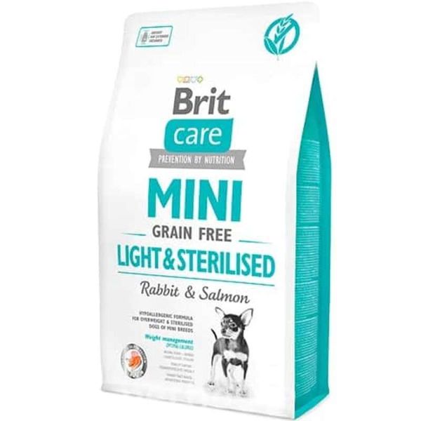 Brit Care Mini Grain Free Light and Sterilised - Сухий корм з кроликом і лососем для дорослих собак міні порід з надмірною вагою або стерілізованих собак 170785/1067 фото