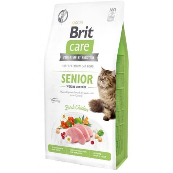 Brit Care Grain-Free Senior Weight Control - Сухой беззерновой корм с курицей для контроля веса пожилых котов 171313/0938 фото