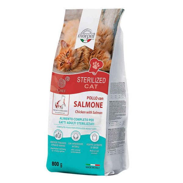 Marpet Chef Cat Sterilized Chicken & Salmon – Сухий корм з куркою й лососем для стерилізованих котів GB133/008 фото