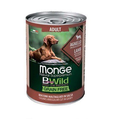 Monge BWild Grain Free Wet Lamb Adult - Консервований корм з ягняти, з гарбузом та кабачками для собак всіх порід 70012614 фото