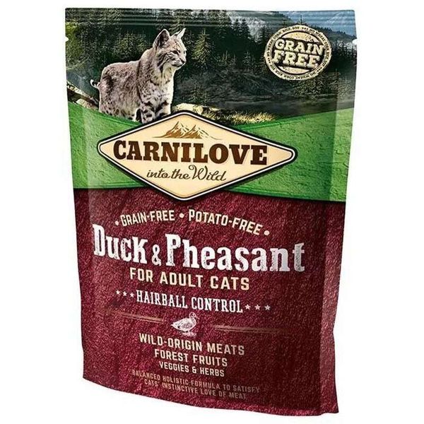 Carnilove Duck & Pheasant for Adult Cats Hairball Control - Сухой корм с уткой и фазаном для котов с проблемами наличия шерсти в ЖКТ 170191/2355 фото